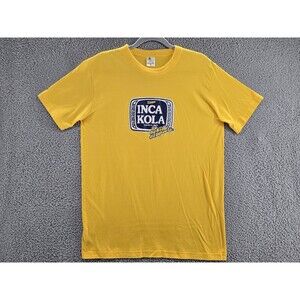 Vintage Inca Kola Shirt Mens XL Yellow Nuevo Stylo La Bebida Del Peru Graphic
